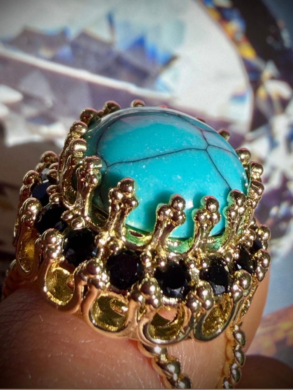 New Feed Me Gems Texas Turquoise Eclipse Ring